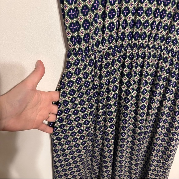 Boden Flutter Sleeve Jersey Dress in Moroccan Diamond Size 8 Green Blue - Picture 6 of 8